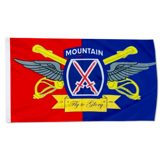 Fyon 10th Mountain Fly To Glory Flag Indoor and outdoor banner