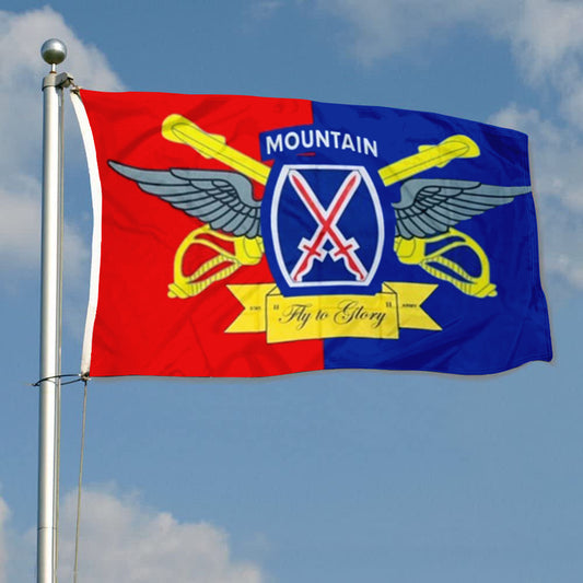 Fyon 10th Mountain Fly To Glory Flag Indoor and outdoor banner