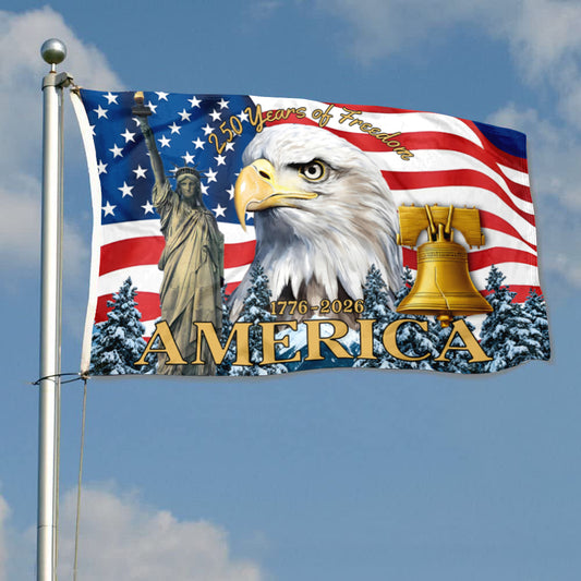 Fyon 250 Years of Freedom 1776-2026 America Flag Banner