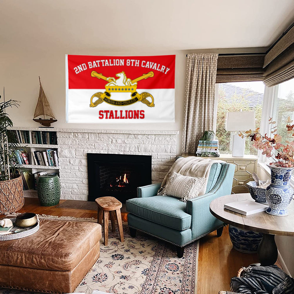 Fyon 2nd Battalion 8th Cavalry Flag Stallions Banner Indoor and outdoor banner