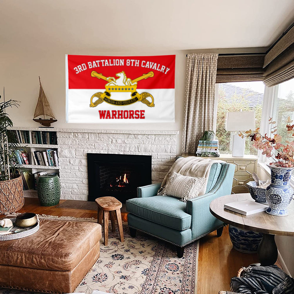 Fyon 3rd Battalion 8th Cavalry Flag Warhorse Banner Indoor and outdoor banner