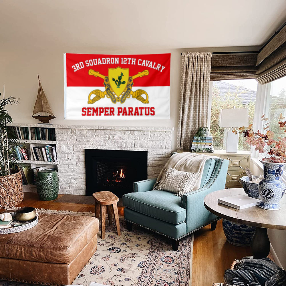 Fyon 3rd Souadron 12th Cavalry Flag Banner Semper Paratus Indoor and outdoor banner
