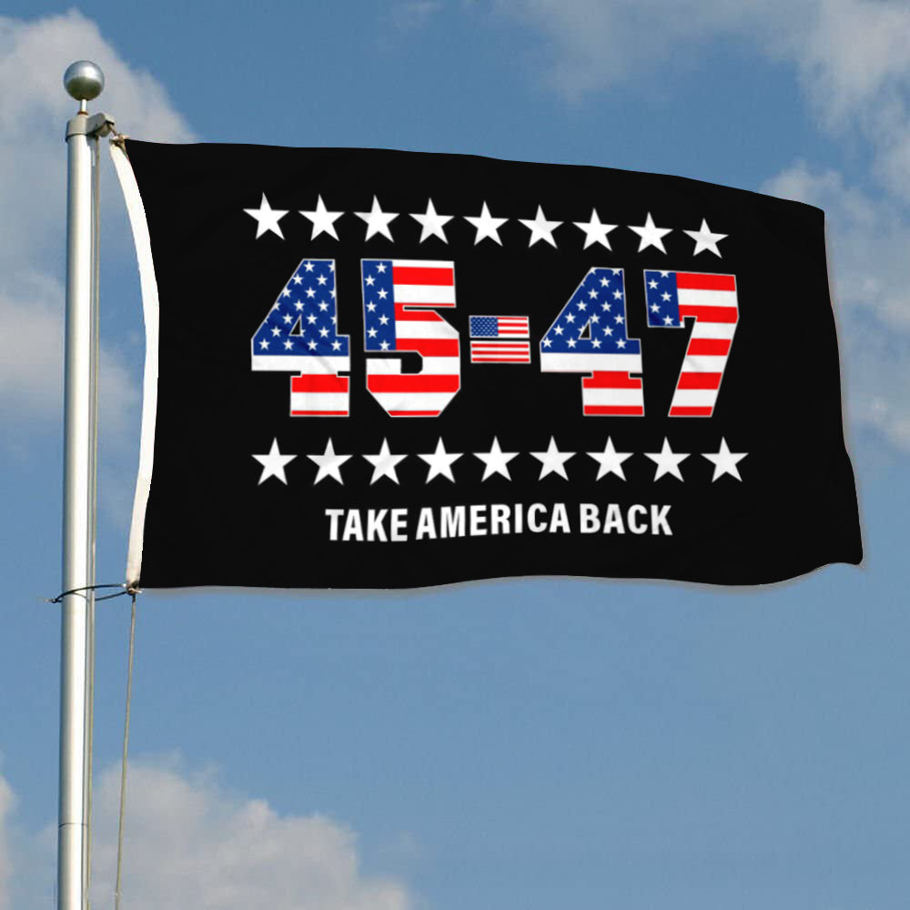 Fyon 45th and 47th Take America Back Trump 2024 Flag Indoor and Outdoor Banner