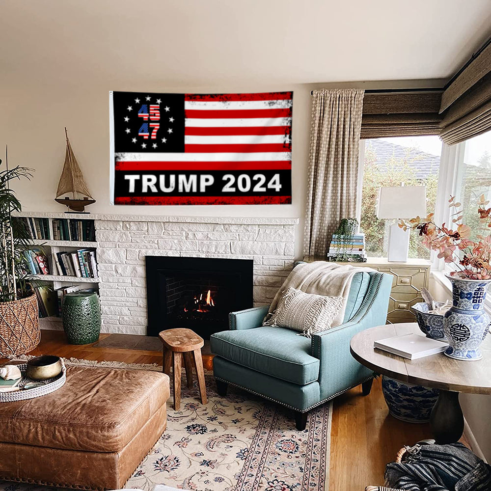 Fyon 45th and 47th Trump 2024 Flag Indoor and Outdoor Banner