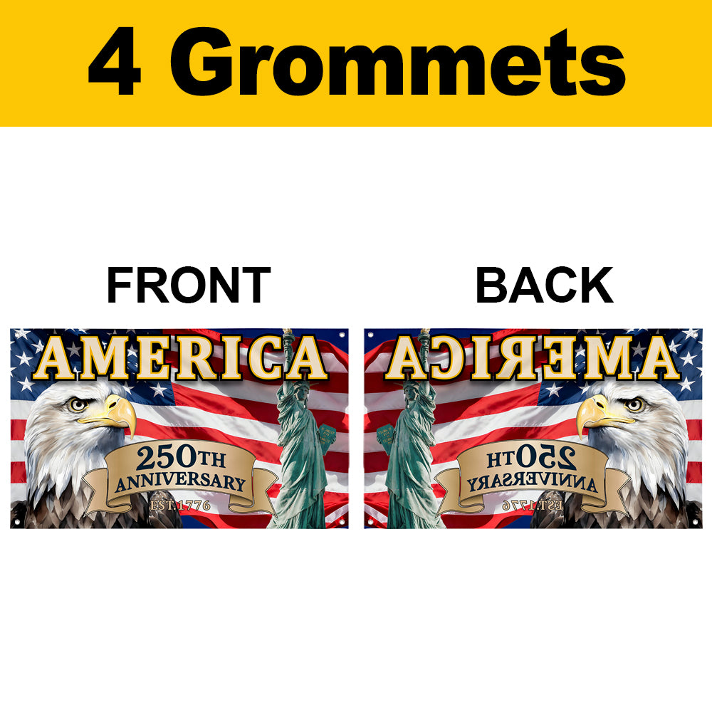 Fyon USA 250th Anniversary Flag Eagle, Goddess of Liberty Banner