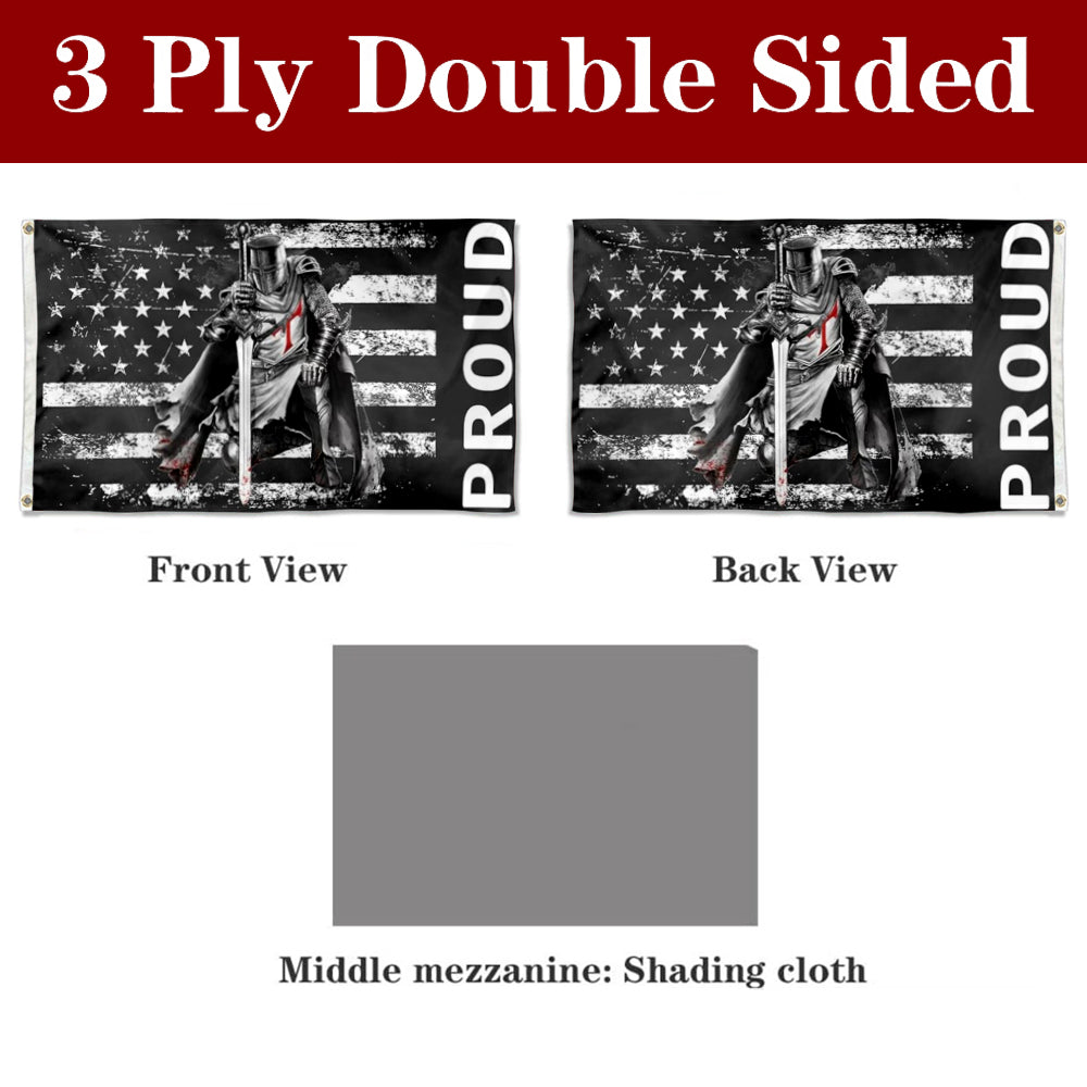 Fyon Double-sided American Flag With Templar Knights Flag Banner