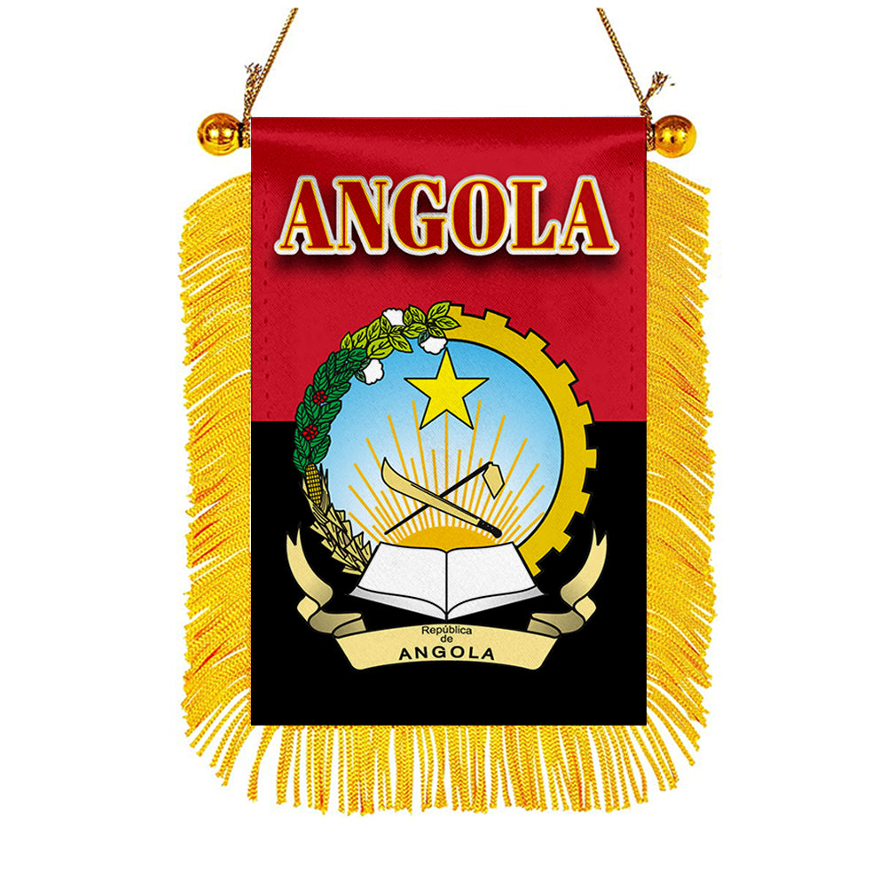 Angola Flag Mini Car Rearview Mirror Flag Banner - 2PC