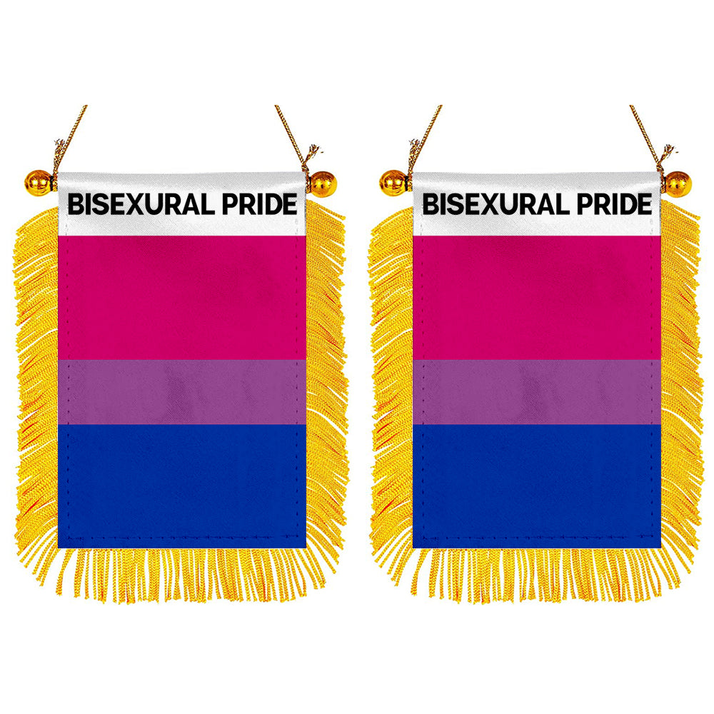 Bisexural pride Mini Car Rearview Mirror Flag Banner - 2PC