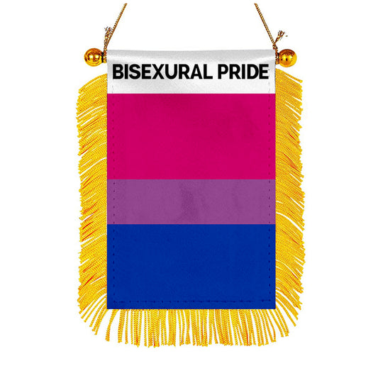 Bisexural pride Mini Car Rearview Mirror Flag Banner - 2PC
