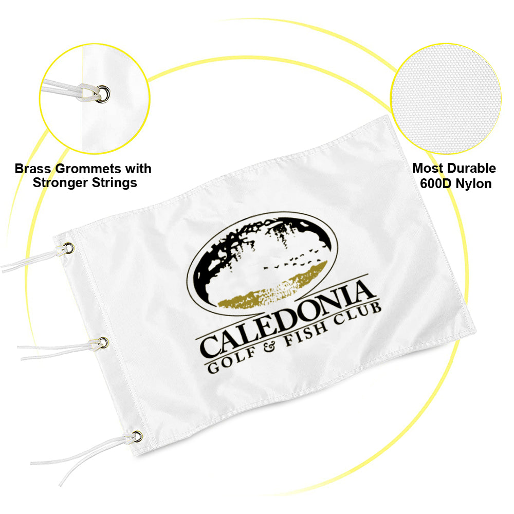 Fyon Caledonia Golf & Fish Club Course Logo Embroidered Glof Flag Banner Grommets