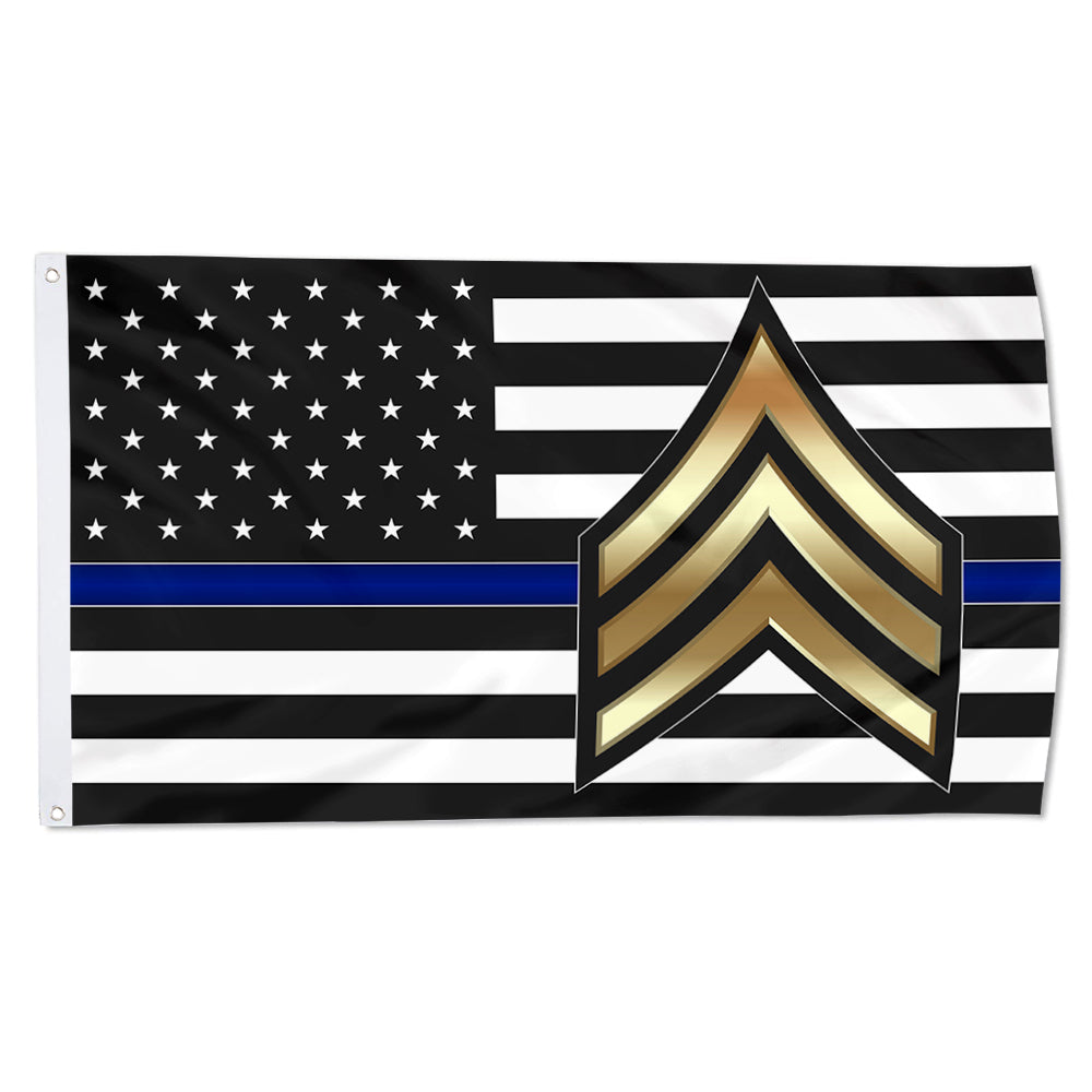 Fyon Police Sgt Thin Blue Line Flag Indoor and outdoor banner