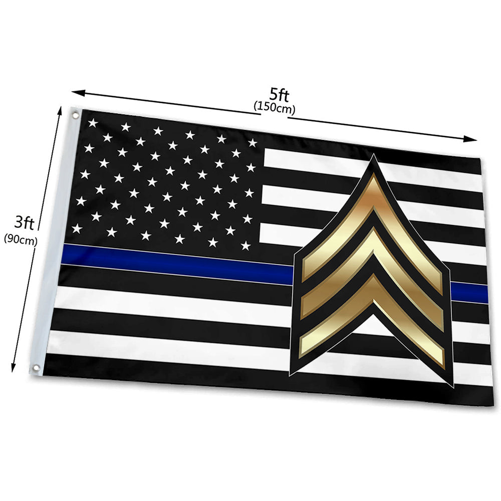 Fyon Police Sgt Thin Blue Line Flag Indoor and outdoor banner