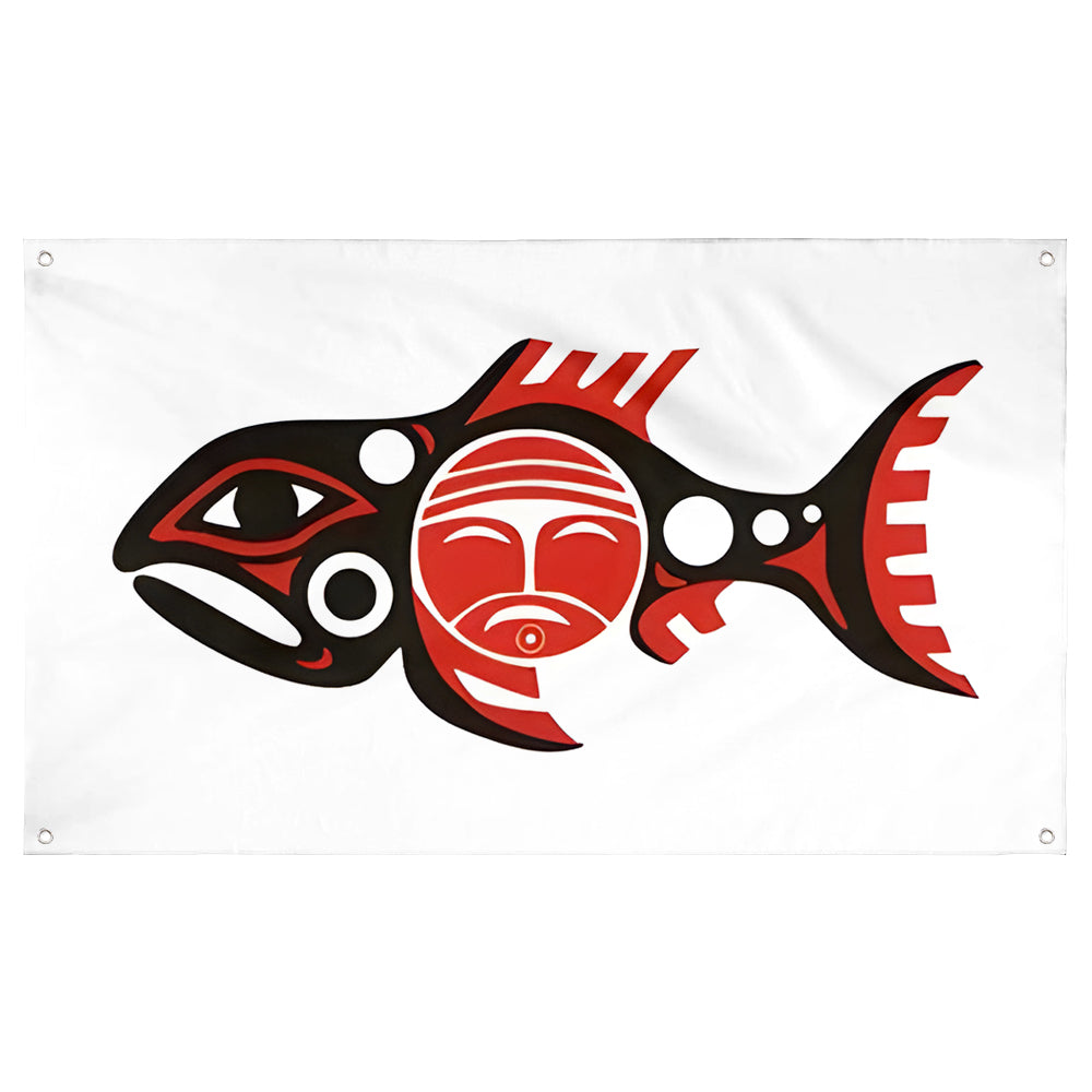 Fyon Chilkat Indian Village (Klukwan) of Chinook Nation Flag Banner