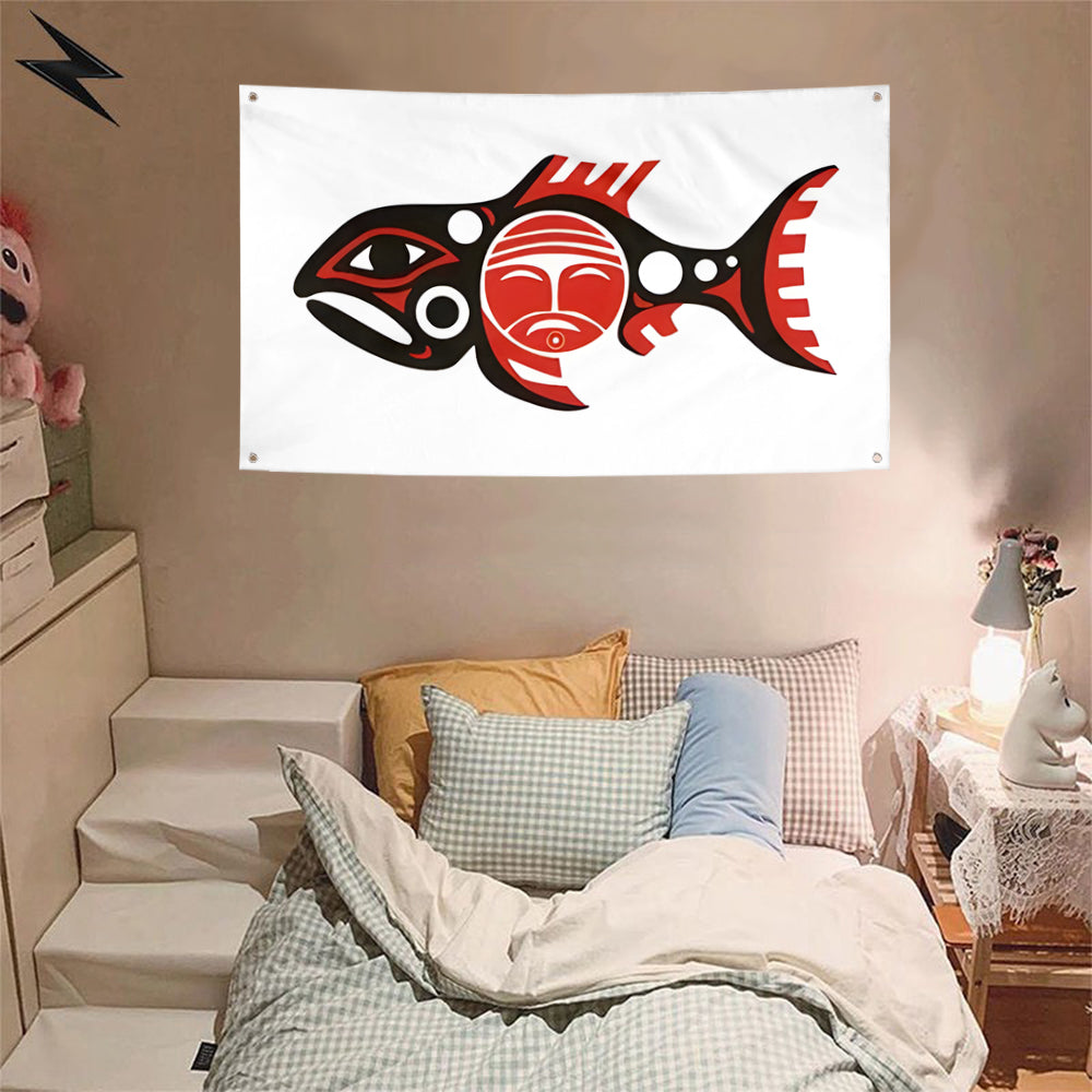 Fyon Chilkat Indian Village (Klukwan) of Chinook Nation Flag Banner