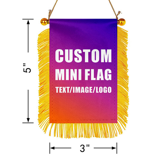 Fyon Custom Mini Car Rearview Mirror Flag Banner - 2PC