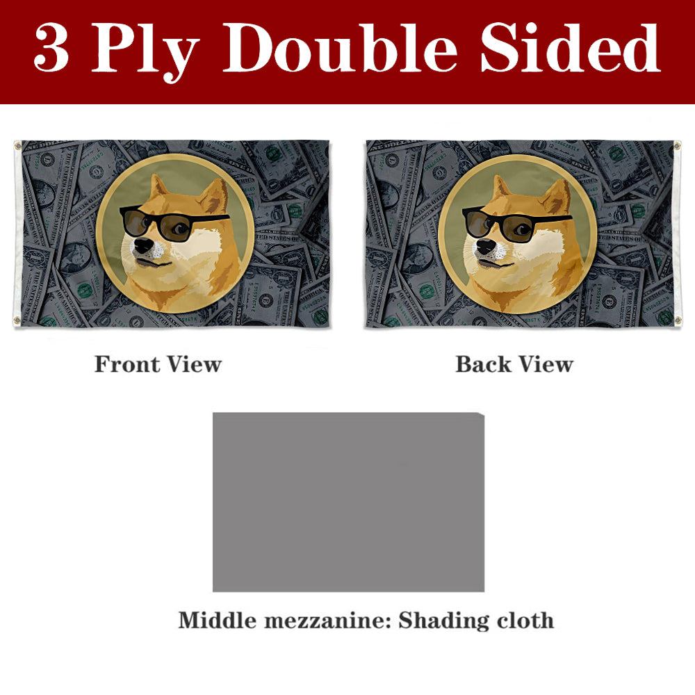 Fyon Double-sided Dogecoin Flag Sunglasses Banner