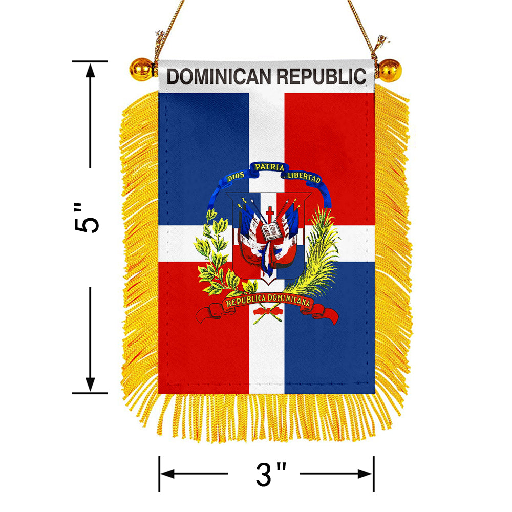 Fyon The Dominican Republic Flag Mini Car Rearview Mirror Flag Banner - 2PC