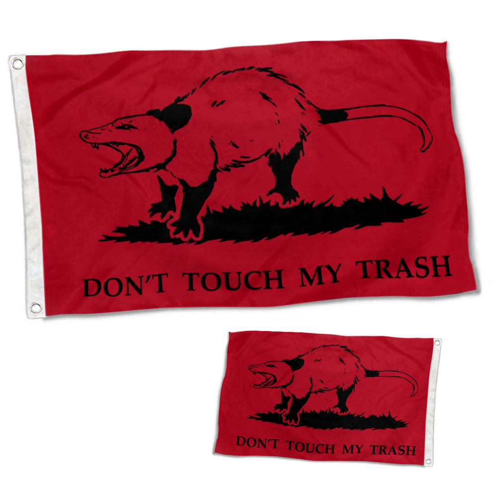 Fyon Double-sided Don't touch my trash flag, red and black Morale Flag, Angry Possum Gadsden Flag Banner