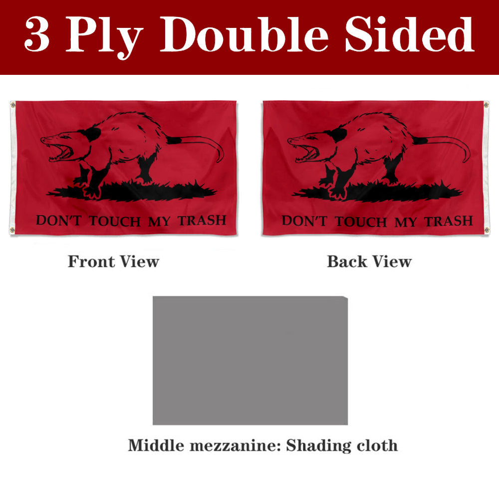 Fyon Double-sided Don't touch my trash flag, red and black Morale Flag, Angry Possum Gadsden Flag Banner
