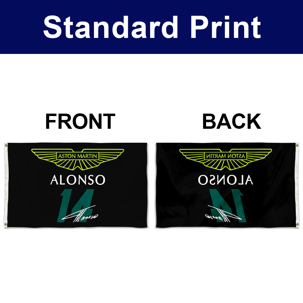 Fyon Fernando Alonso Aston Martin 14# Flag Banner