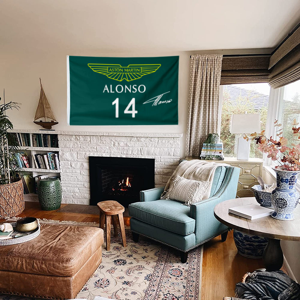 Fyon Fernando Alonso Aston Martin 14# Flag Banner