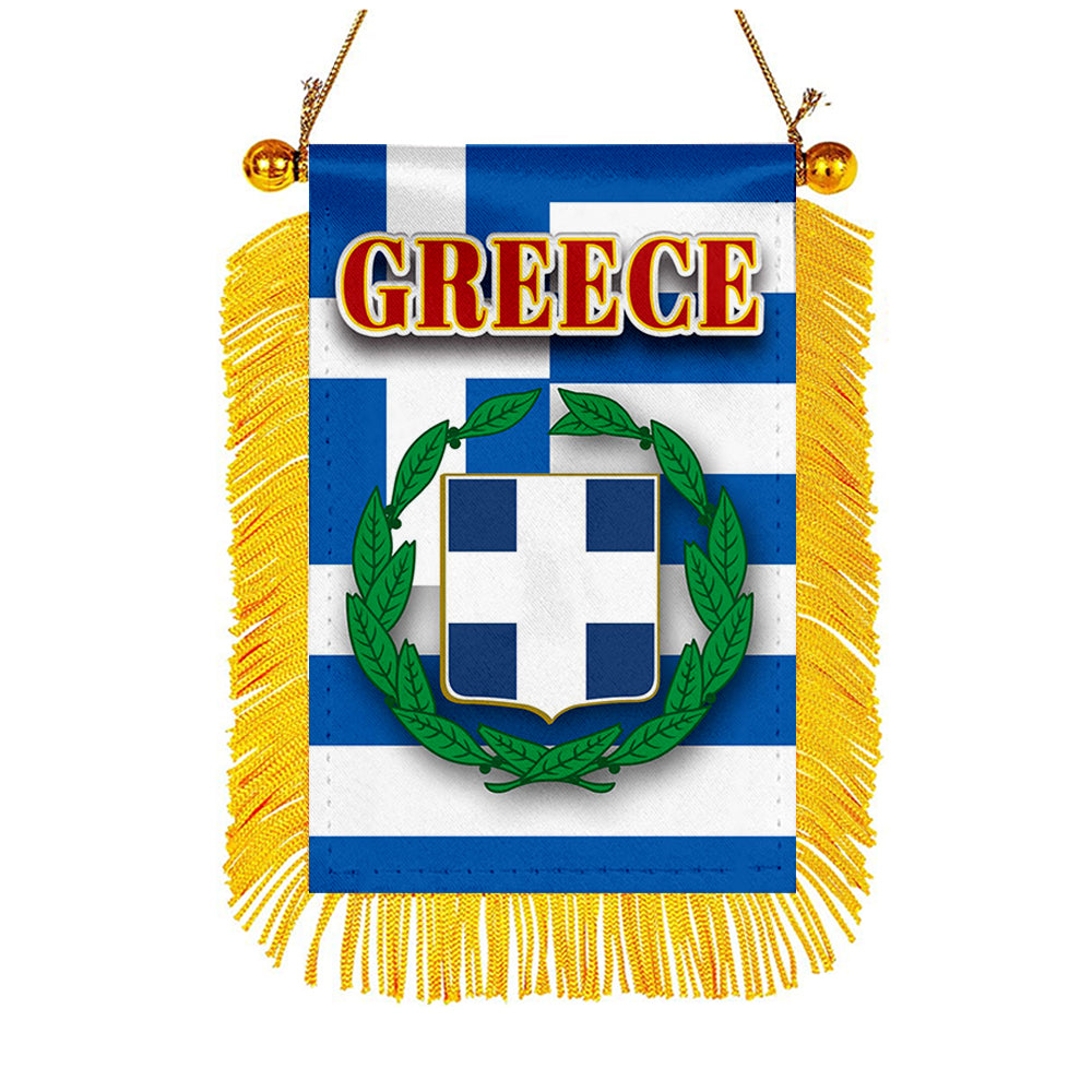 Greece Flag Mini Car Rearview Mirror Flag Banner - 2PC