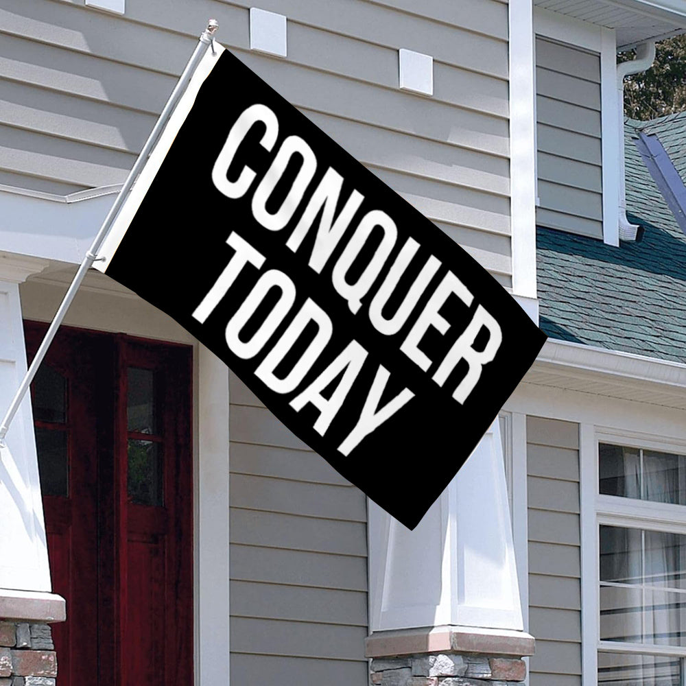Fyon Gym Motivation Gonquer Today Flag Indoor and Outdoor Banner