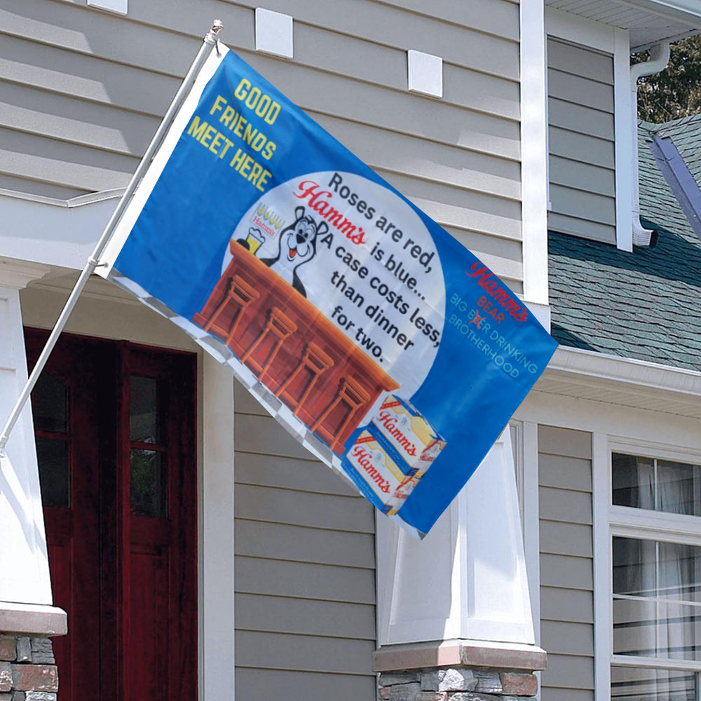 Fyon Double-sided Hamms Beer Flag Banner Man Cave Bar Garage Pub