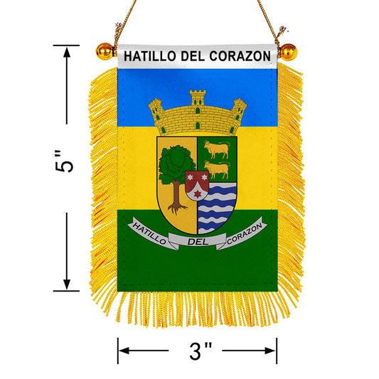 Fyon Hatillo Del Corazon Mini Car Rearview Mirror Flag Banner - 2PC