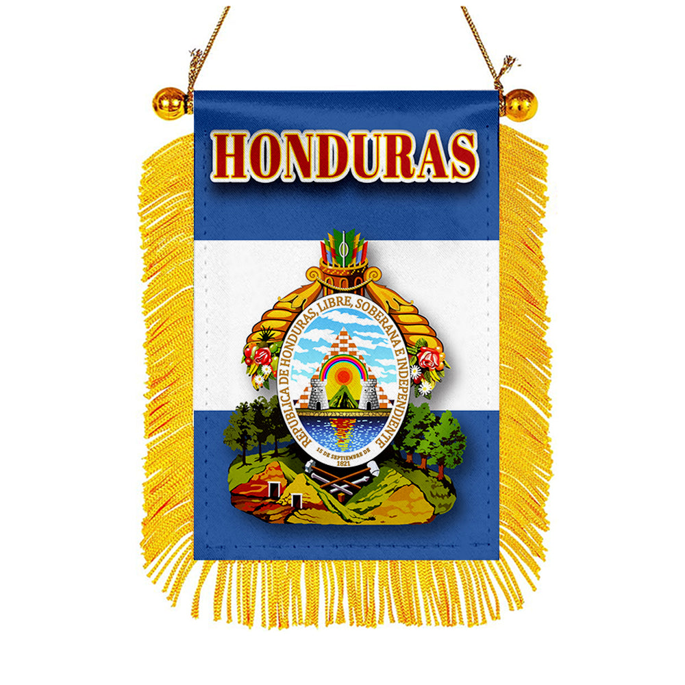 Honduras Flag Mini Car Rearview Mirror Flag Banner - 2PC