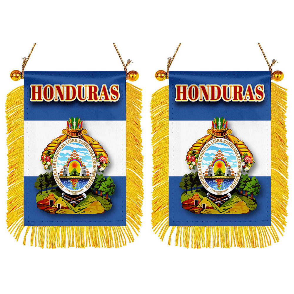 Honduras Flag Mini Car Rearview Mirror Flag Banner - 2PC