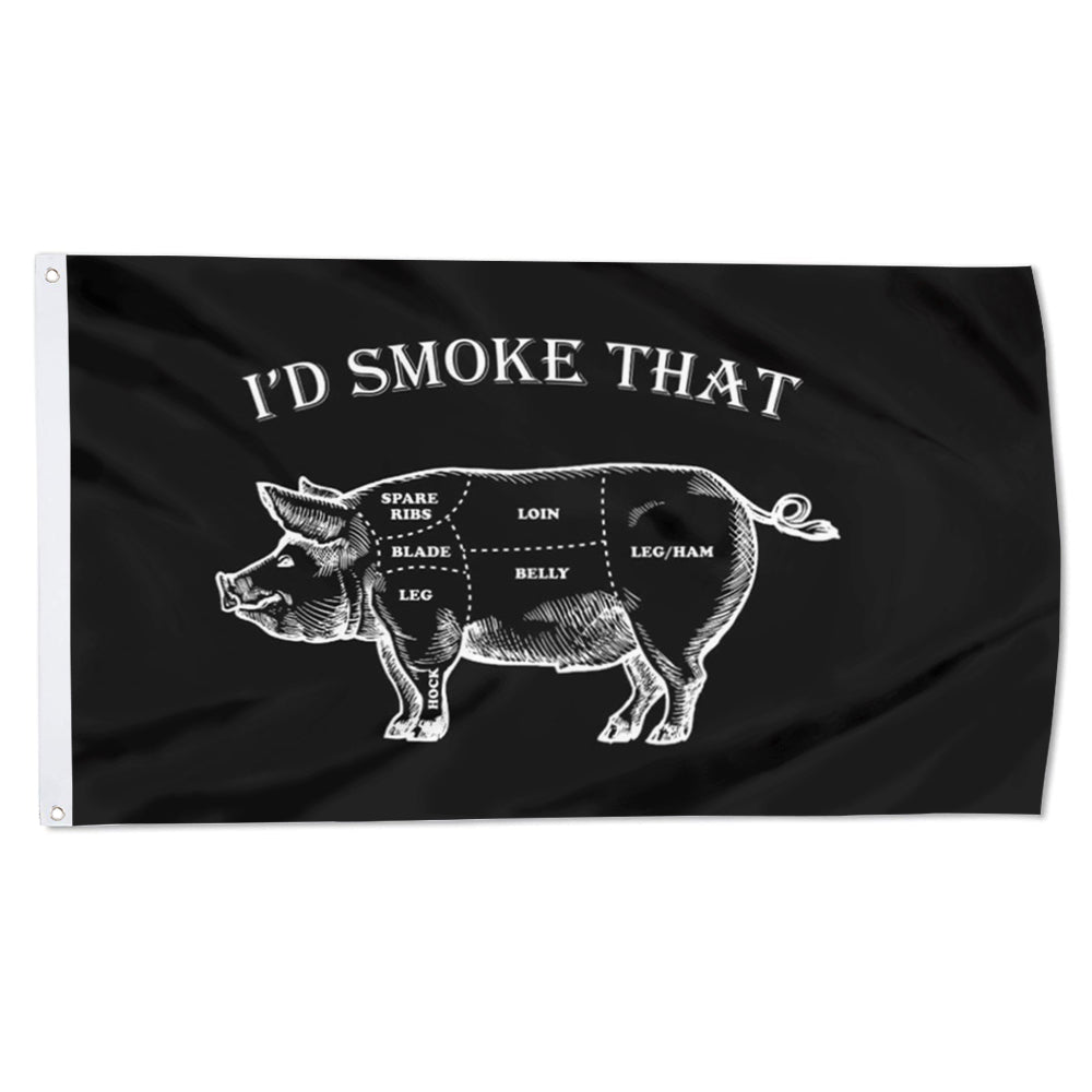 Fyon I'd Smoke That Pig Funny Bbq Flag Indoor and outdoor banner