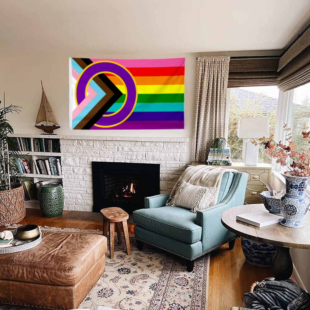 Fyon Inclusive Progressive Pride Flag indoor and outdoor Banner