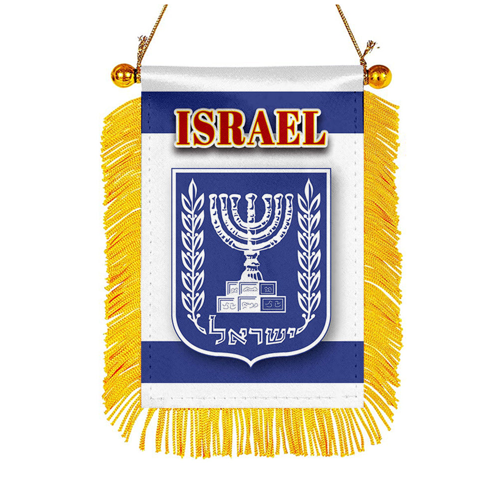 Israel Flag Mini Car Rearview Mirror Flag Banner - 2PC
