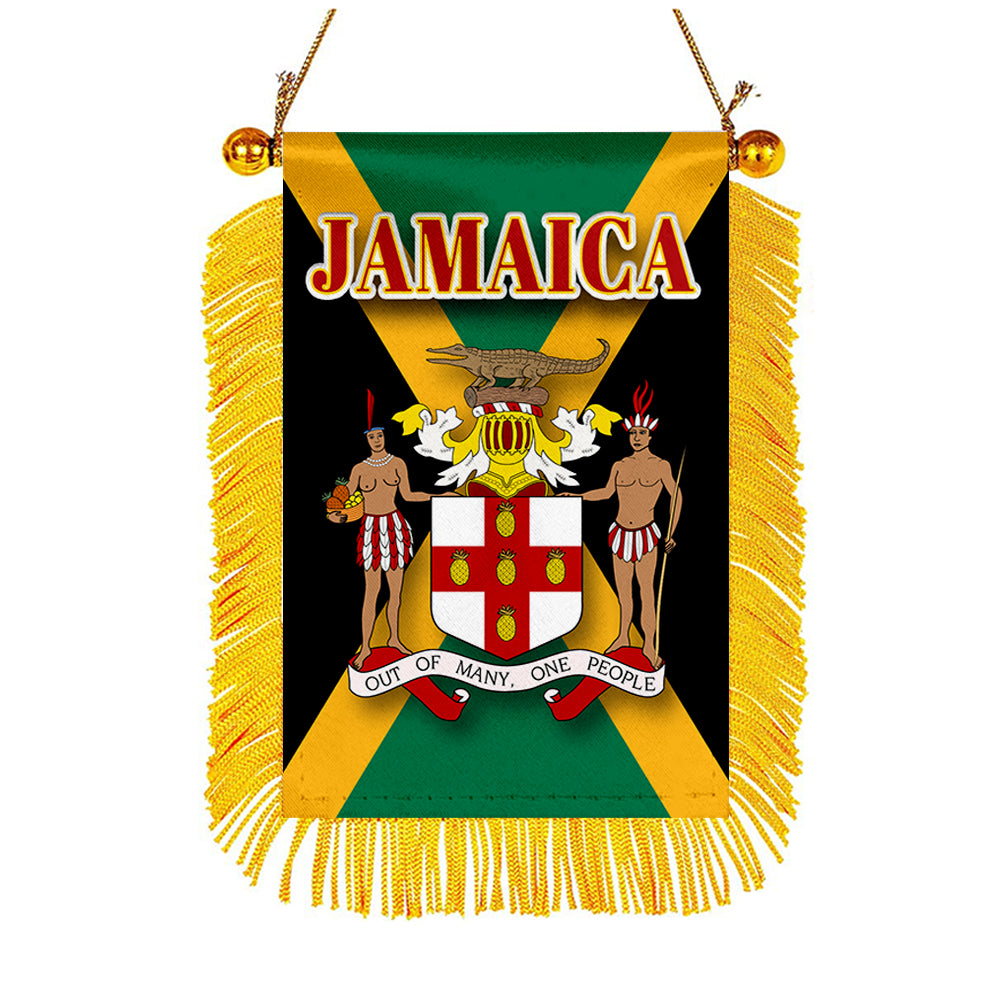 Jamaica Flag Mini Car Rearview Mirror Flag Banner - 2PC