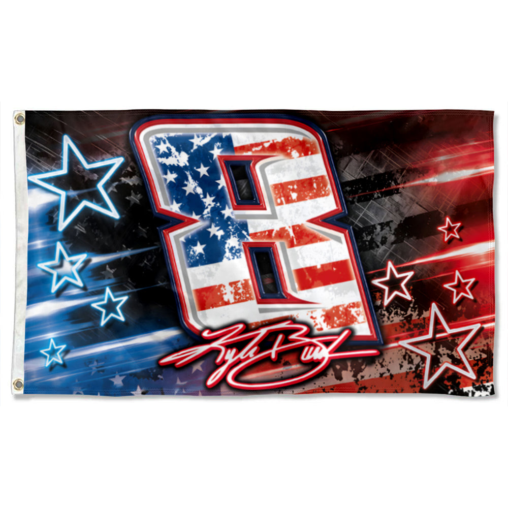 Fyon Kyle Busch Flag Banner Red White And Blue Indoor and Outdoor Banner