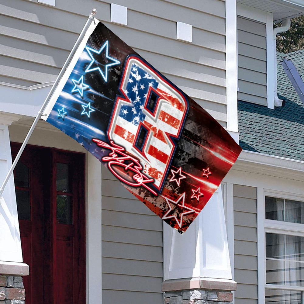 Fyon Kyle Busch Flag Banner Red White And Blue Indoor and Outdoor Banner