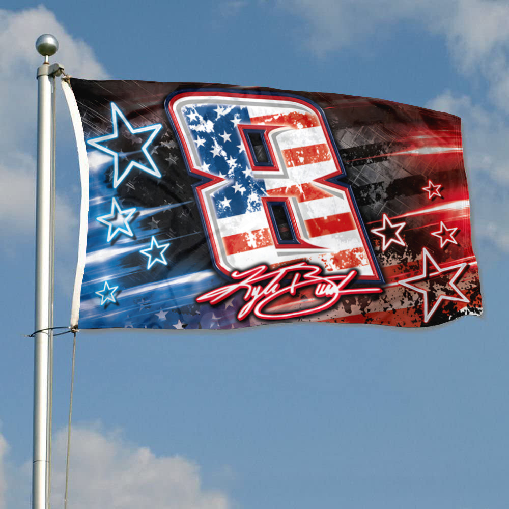 Fyon Kyle Busch Flag Banner Red White And Blue Indoor and Outdoor Banner