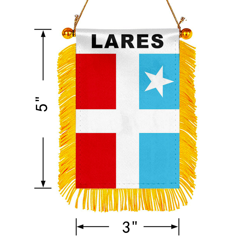 Fyon Lares Flag Mini Car Rearview Mirror Flag Banner - 2PC