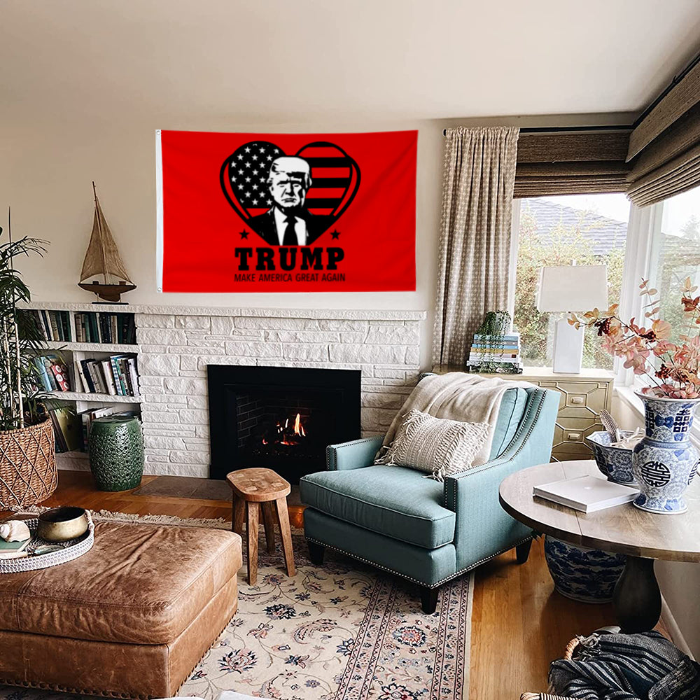 Fyon Love Trump Flag Banner Trump Make America Great Again Flags Indoor and Outdoor Banner