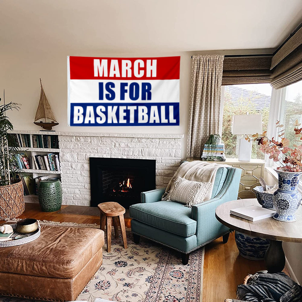 Fyon March Is For Basketball Flag Indoor and Outdoor Banner