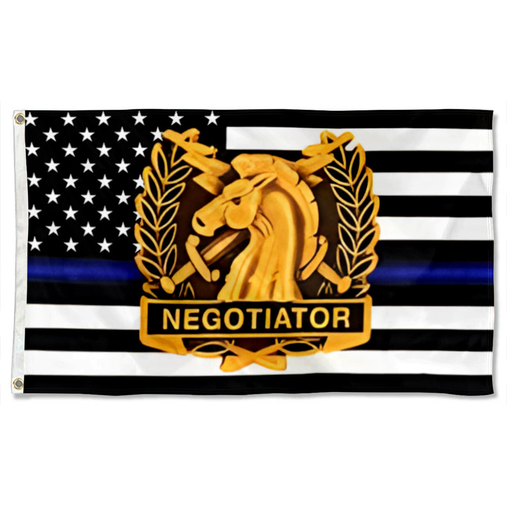 Fyon Negotiator Thin Blue Line Flag indoor and outdoor Banner
