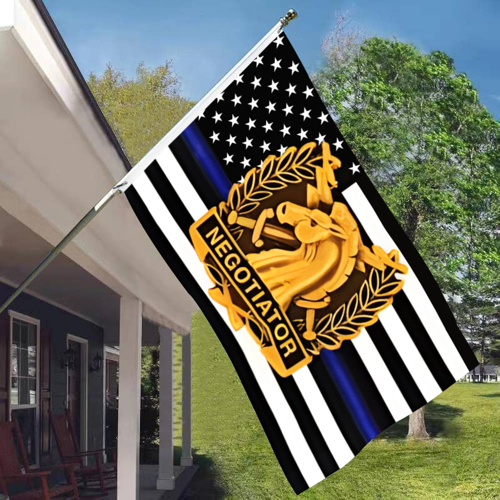 Fyon Negotiator Thin Blue Line Flag indoor and outdoor Banner
