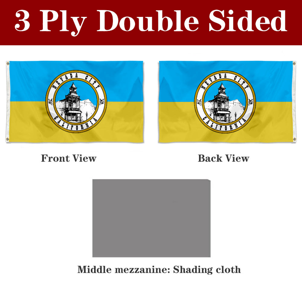 Fyon Double-sided Nevada City, California Flag Banner