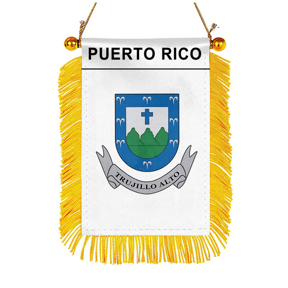 Fyon Trujillo Alto exact, Puerto Rico Flag Mini Car Rearview Mirror Flag Banner - 2PC