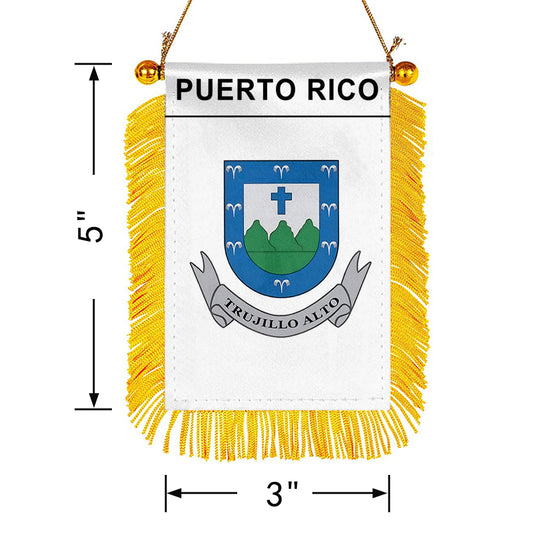 Fyon Trujillo Alto exact, Puerto Rico Flag Mini Car Rearview Mirror Flag Banner - 2PC
