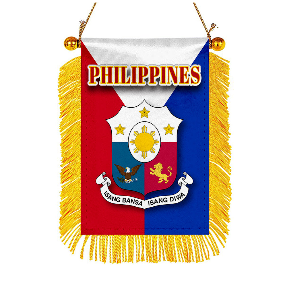 Philippines Flag Mini Car Rearview Mirror Flag Banner - 2PC