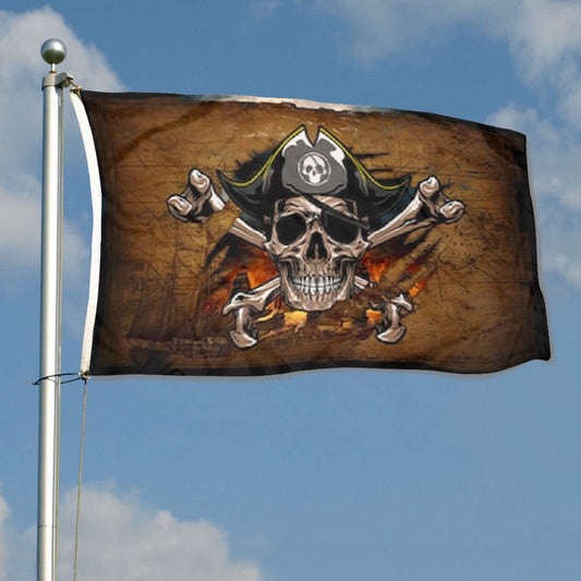 Fyon Pirate Jolly Roger Skull With Crossbones Flag Indoor and outdoor banner