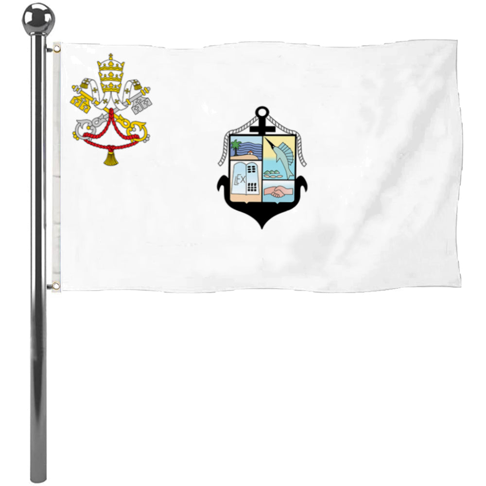 Fyon Puerto Vallarta municipality Flag Banner with the Holy See symbol