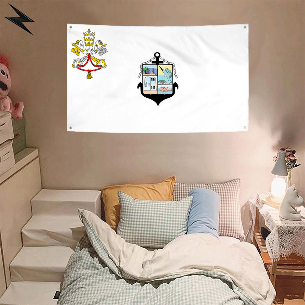Fyon Puerto Vallarta municipality Flag Banner with the Holy See symbol